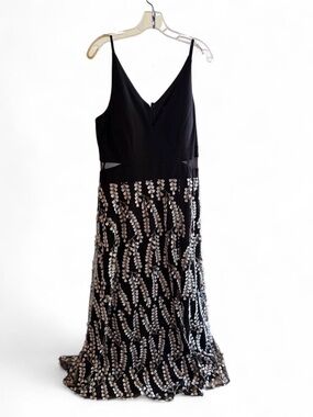 Black Embellished V-Neck Evening Dress